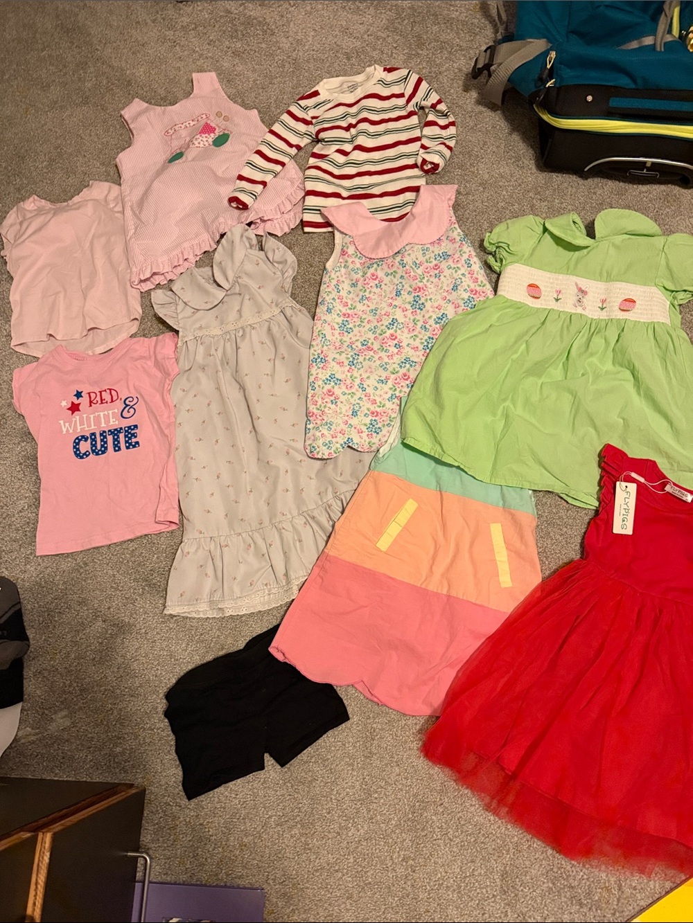 Girls Mint Green Smocked One-Piece Dress Bundle 9 items